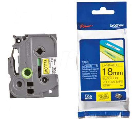 Brother Laminated Tape 8m X 18mm Black On Yellow