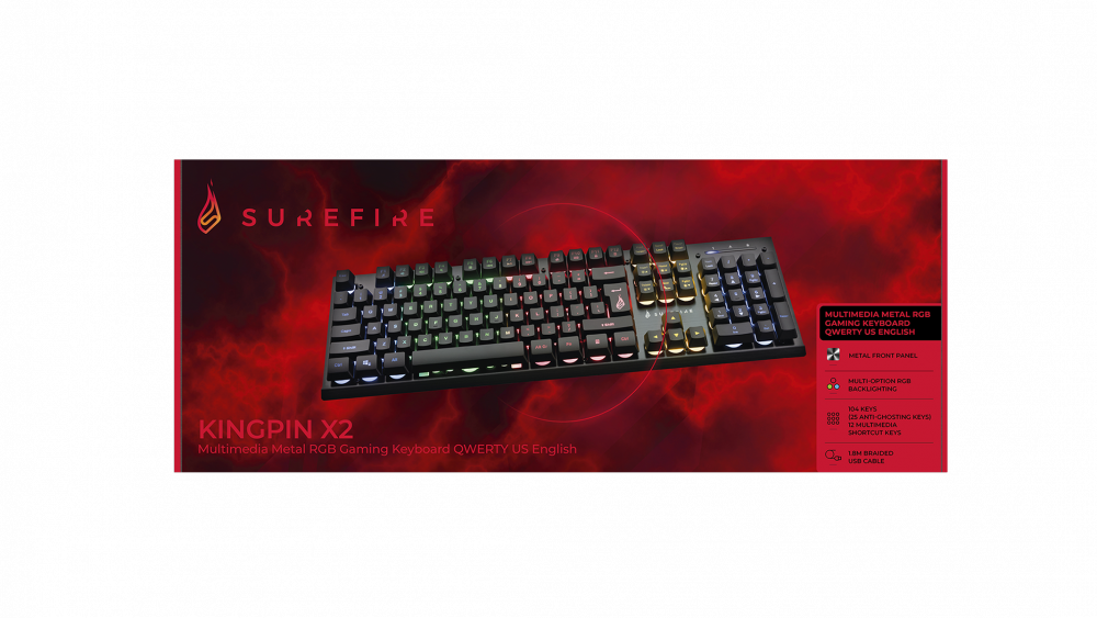Surefire Kingpin X2 Multimedia Metal Rgb Gaming Keyboard Qwerty Us English
