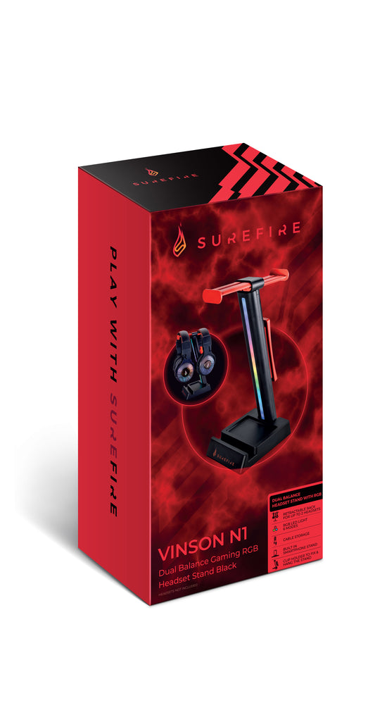 Surefire Vinson N1 Dual Balance Gaming Rgb Headset Stand Black