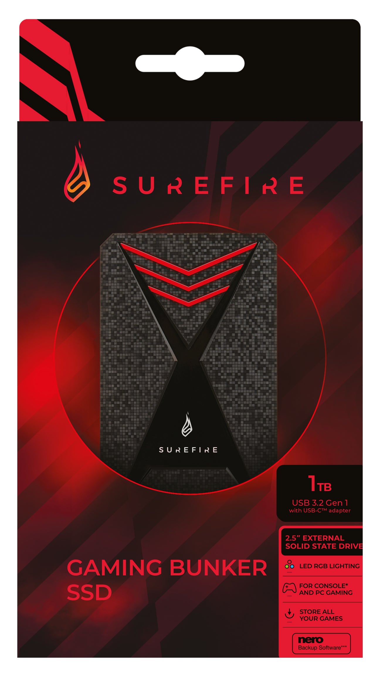 Surefire 2.5" Gaming SSD USB 3.2 Gen 1 1tb Black