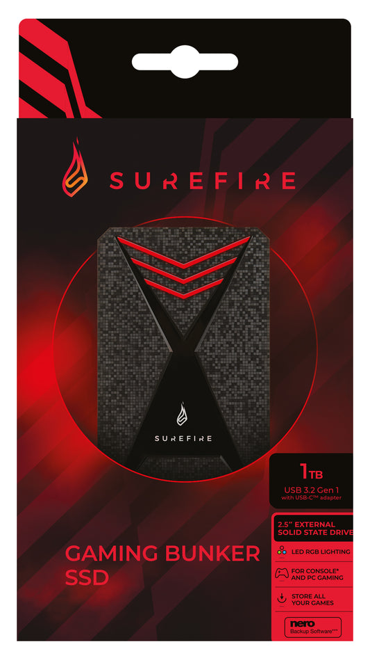 Surefire 2.5" Gaming SSD USB 3.2 Gen 1 1tb Black
