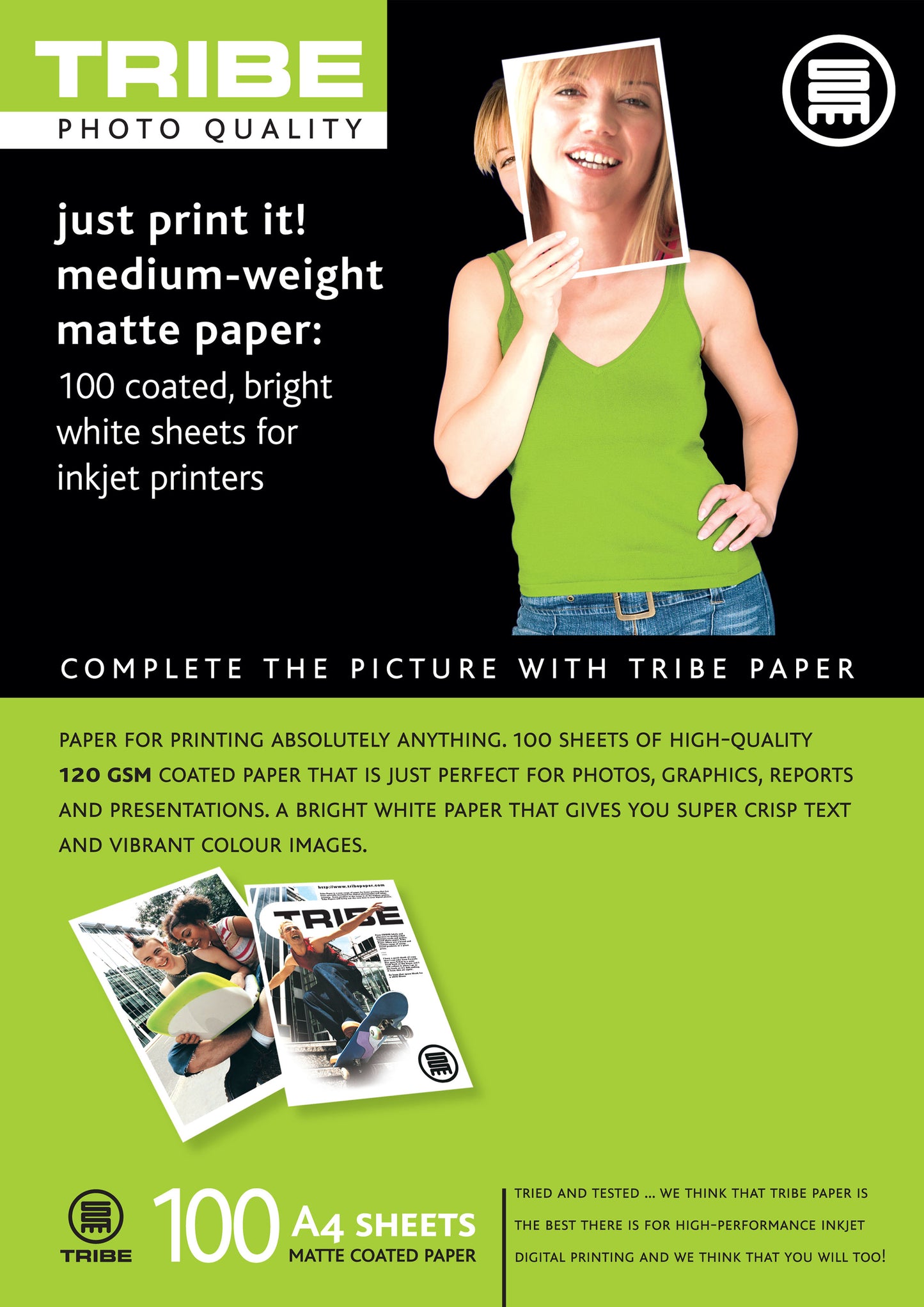 Tribe Inkjet Matt Photo Paper 120gsm 100 Sheets A 4