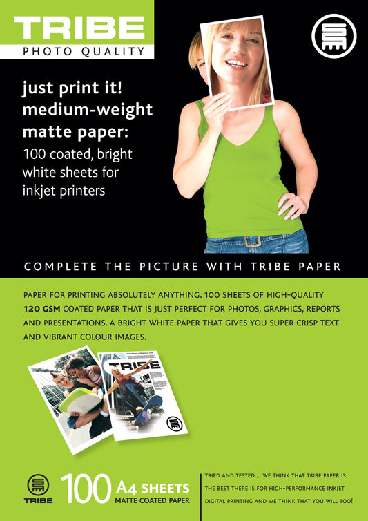 Tribe Inkjet Matt Photo Paper 120gsm 100 Sheets A 4