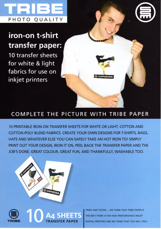 Tribe Inkjet Iron Paper On For Light Textiles 10 Sheets A 4