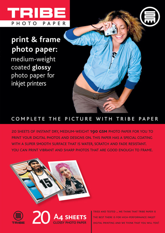 Tribe Inkjet Glossy Photo Paper 190gms 20 Sheets A 4
