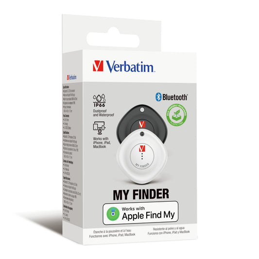 Verbatim MYF-02 Bluetooth Item Finder 2 Pack Black, White Up to 12 Months Battery Power