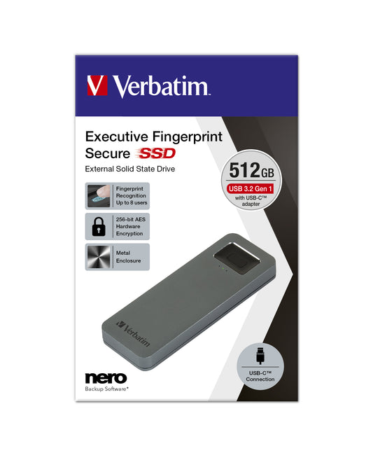 Verbatim Executive Fingerprint Secure USB-C SSD 512GB