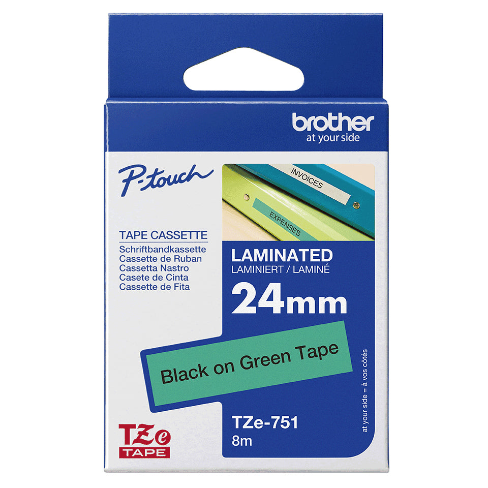 Brother Laminated Tape 8m x 24mm Black On Green – view 4