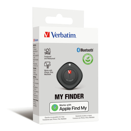 Verbatim MYF-01 Bluetooth Item Finder 1 Pack Black Up to 12 Months Battery Power