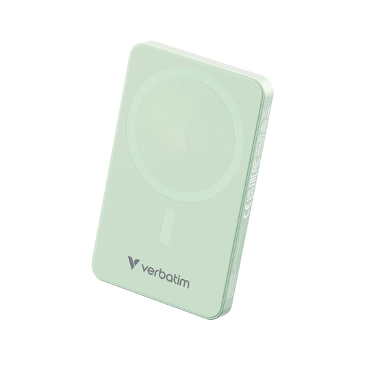 Verbatim Charge N Go Essentials Power Bank Magnetic Wireless 5000mAh Green