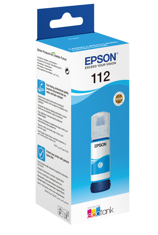 Epson 112 Ecotank Pigment Cyan Ink Bottle – view 2