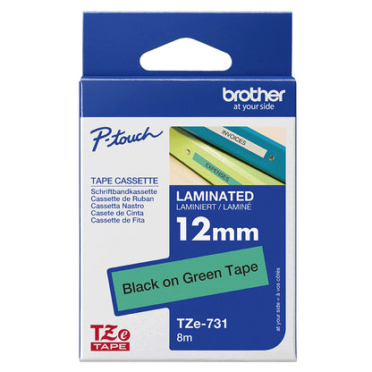Brother Laminated Tape 8m x 12mm Black On Green – view 3