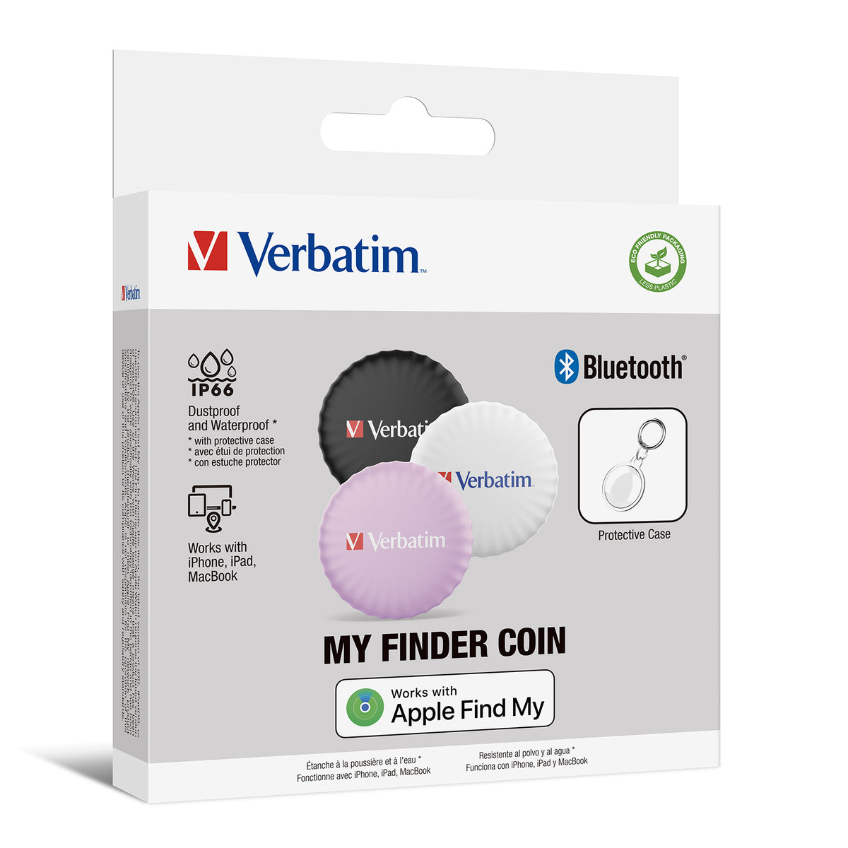 Verbatim MYFC-03BWP My Finder Coin Bluetooth Item Finder 3 Pack Black, White, Purple – view 2