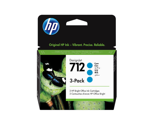 HP 712 29ml 3-PACK Original Cyan Designjet Ink Cartridge