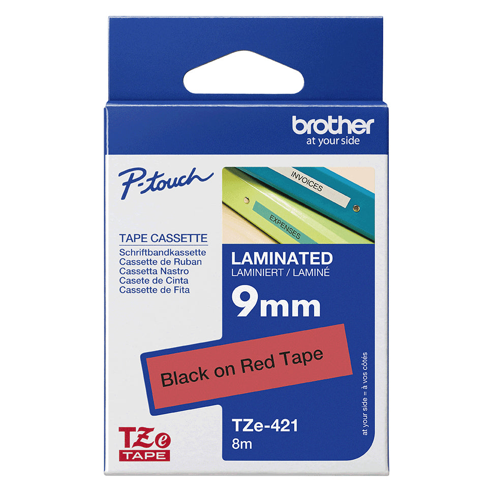 Brother Laminated Tape 8m x 9mm Black On Red – view 3